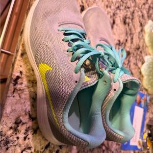 Nike Sneakers with Gray and Teal Design